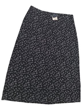 Women's Carole Little Black A-Line Skirt with White Cross-Print Size 4